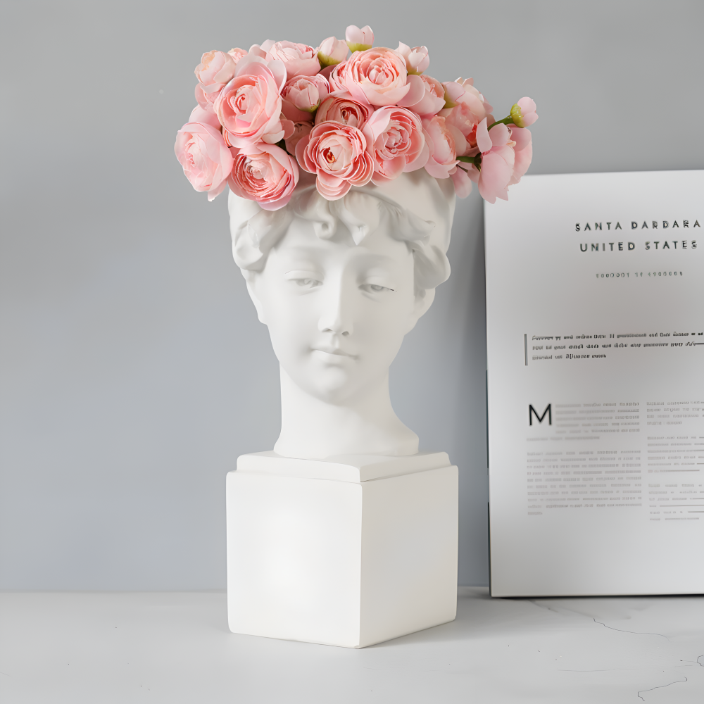 Mythischer Blumentopf - Griechischer Kopf Übertopf - Gesicht Pflanztopf - Griechischer Kopf Statue
