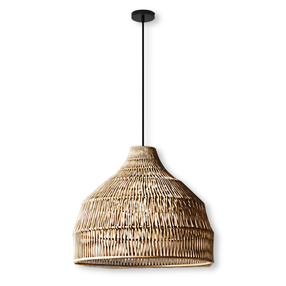 NativeHue Pendelleuchte - Naturbraune Rattan-Hängelampe