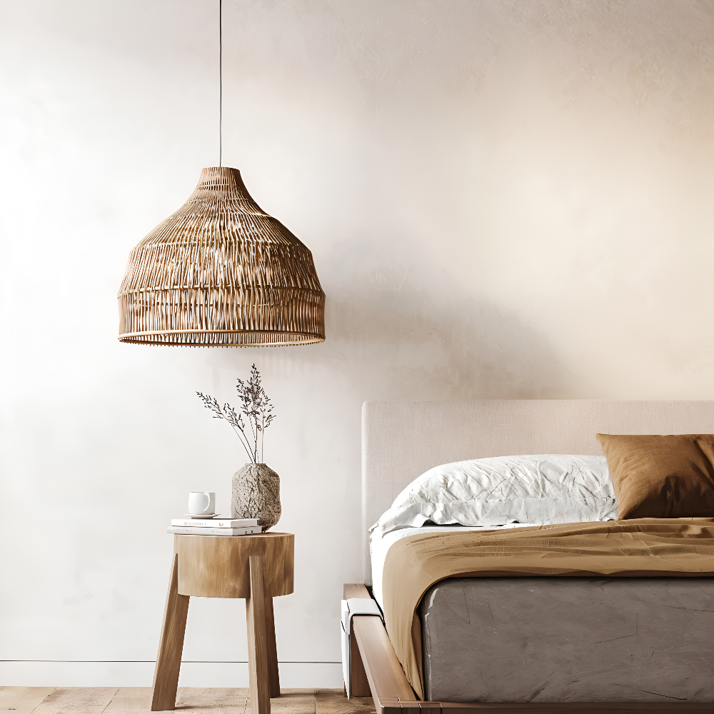 NativeHue Pendelleuchte - Naturbraune Rattan-Hängelampe