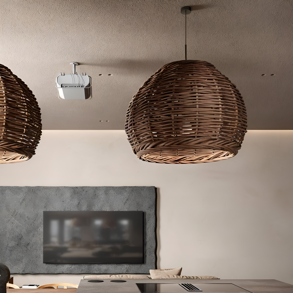 NativeHue Pendelleuchte - Naturbraune Rattan-Hängelampe