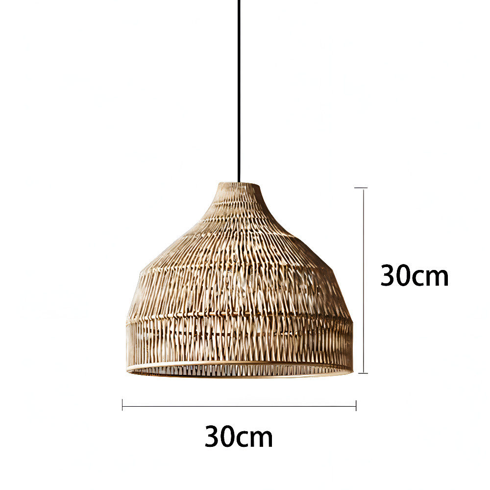 NativeHue Pendelleuchte - Naturbraune Rattan-Hängelampe