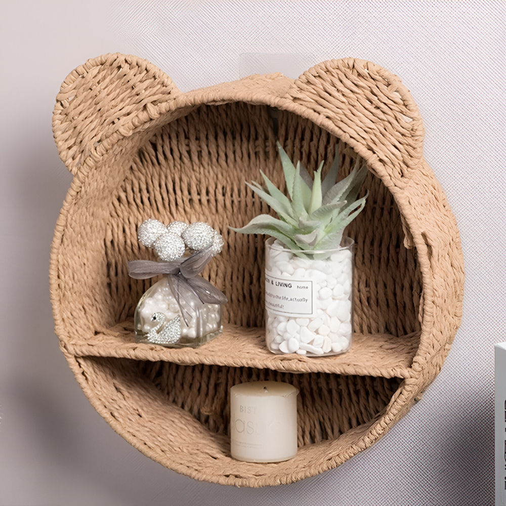 Natürliche Rattan Wandregal in Tierform für eine Stilvolle Wohnraumgestaltung