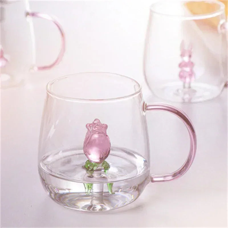 Niedliche Cartoon Tierform Tasse - Hochwertiges Borosilikatglas für Kaltgetränke, 1 Stück 5
