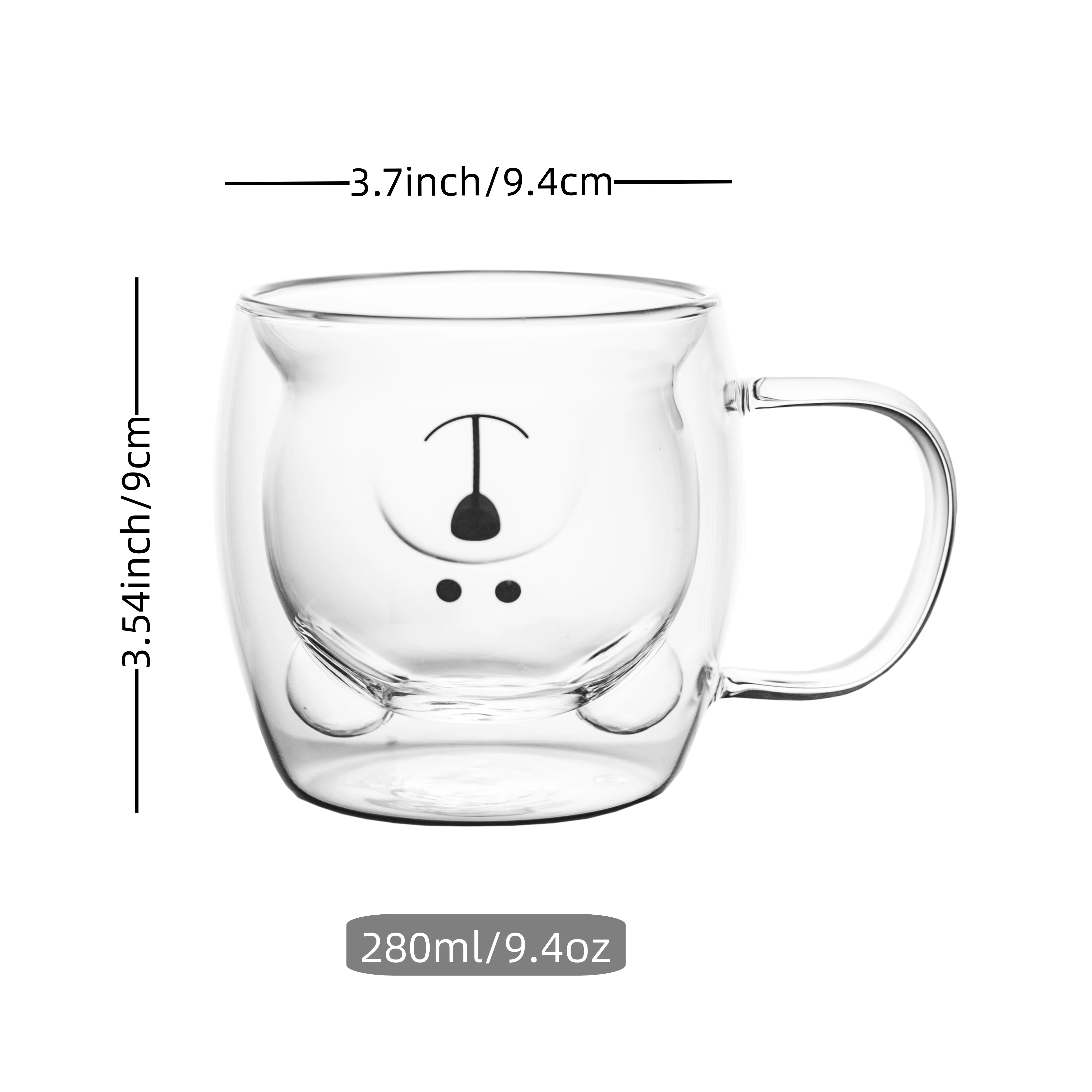 Niedliche Doppelwandige Kaffeetasse - Borosilikatglas mit Bärenmotiv für Eiskaffee und Milchtee 5