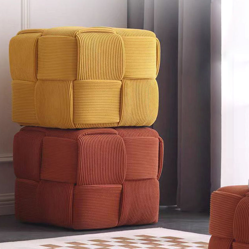 Nordischer Moderner Pouf Hocker - Weiche Cord-Polsterung Weiß für Wohn- & Schlafzimmer Deko