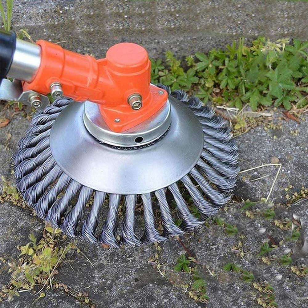 20 cm Stahl-Drahtbürstenkopf für Rasentrimmer | Metall-Trimmeraufsatz zur Entfernung von Unkraut, Moos und Rost