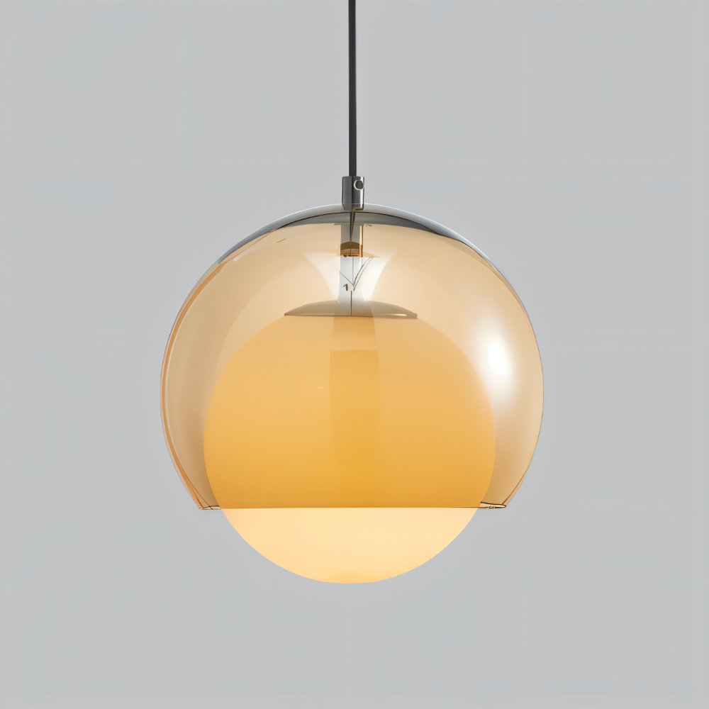 OrangeOrb Pendelleuchte - Retro Bauhaus Glas Hängelampe - Doppelschichtige Lampe