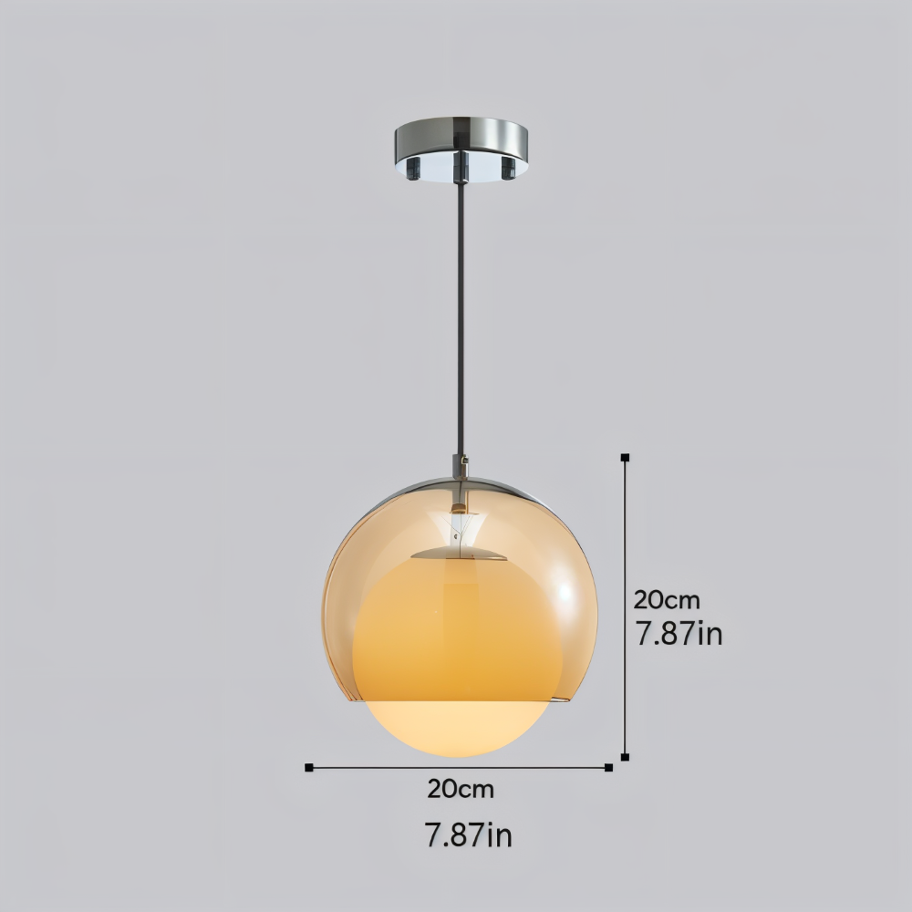 OrangeOrb Pendelleuchte - Retro Bauhaus Glas Hängelampe - Doppelschichtige Lampe