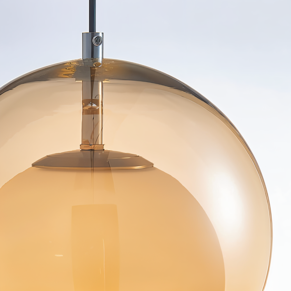 OrangeOrb Pendelleuchte - Retro Bauhaus Glas Hängelampe - Doppelschichtige Lampe