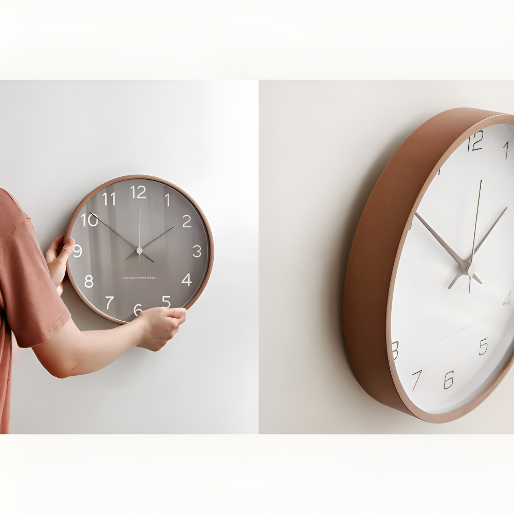Orbs Uhr - Graue/Weiße Runde Wanduhr aus Kunststoff