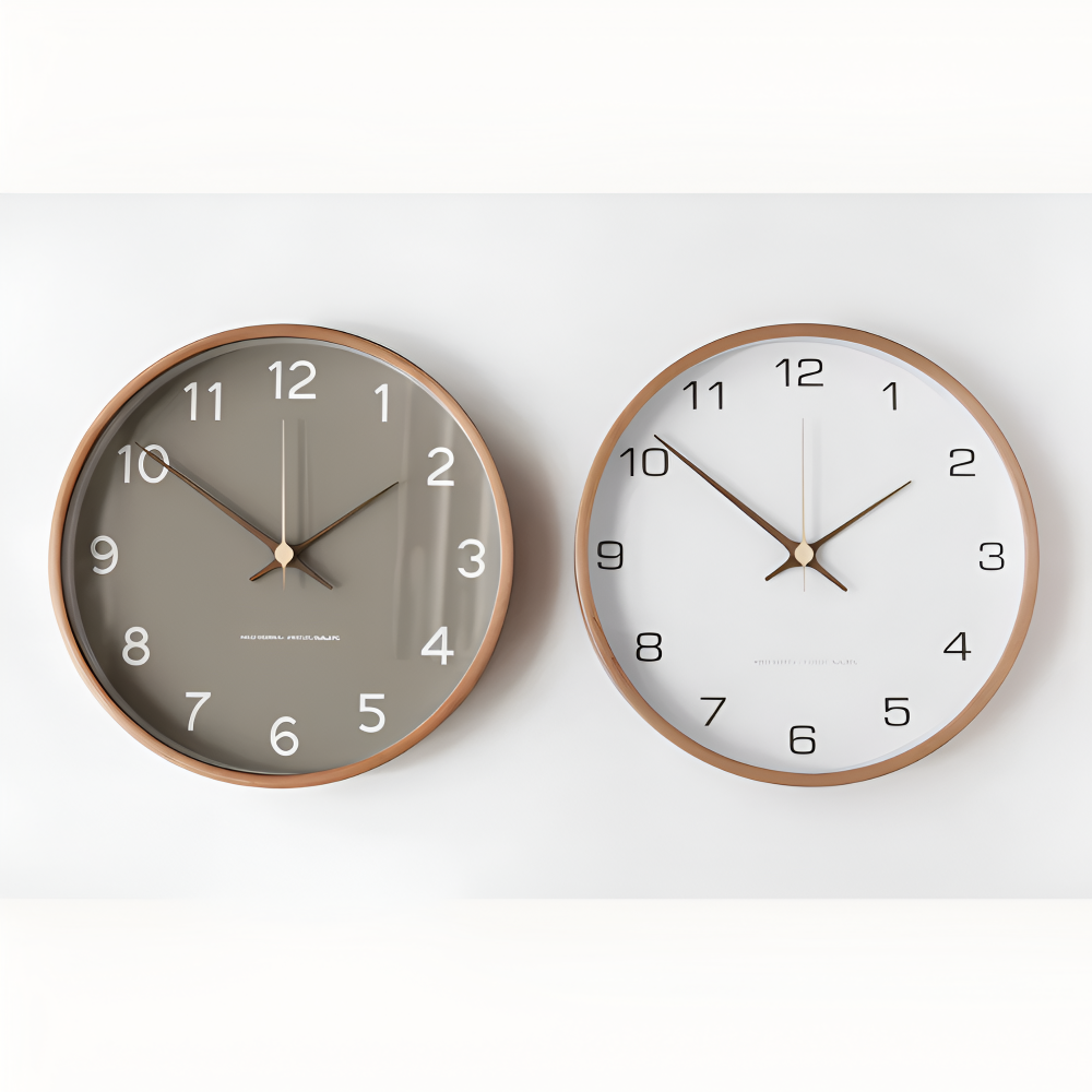 Orbs Uhr - Graue/Weiße Runde Wanduhr aus Kunststoff