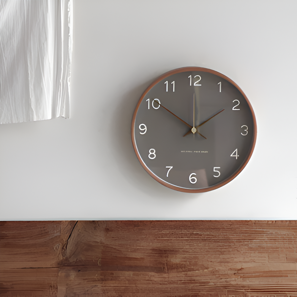 Orbs Uhr - Graue/Weiße Runde Wanduhr aus Kunststoff