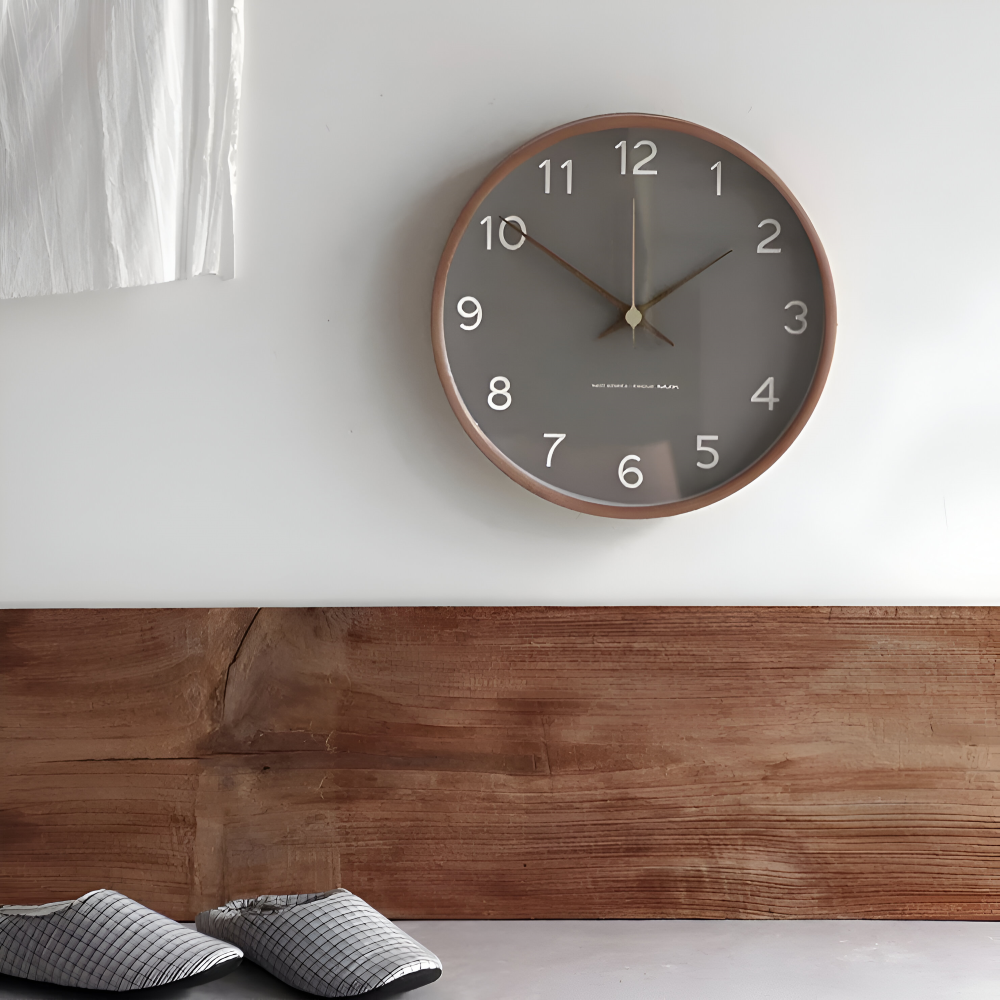 Orbs Uhr - Graue/Weiße Runde Wanduhr aus Kunststoff