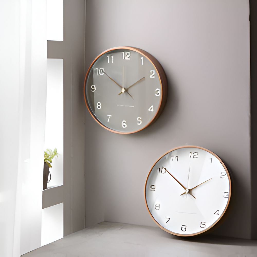 Orbs Uhr - Graue/Weiße Runde Wanduhr aus Kunststoff
