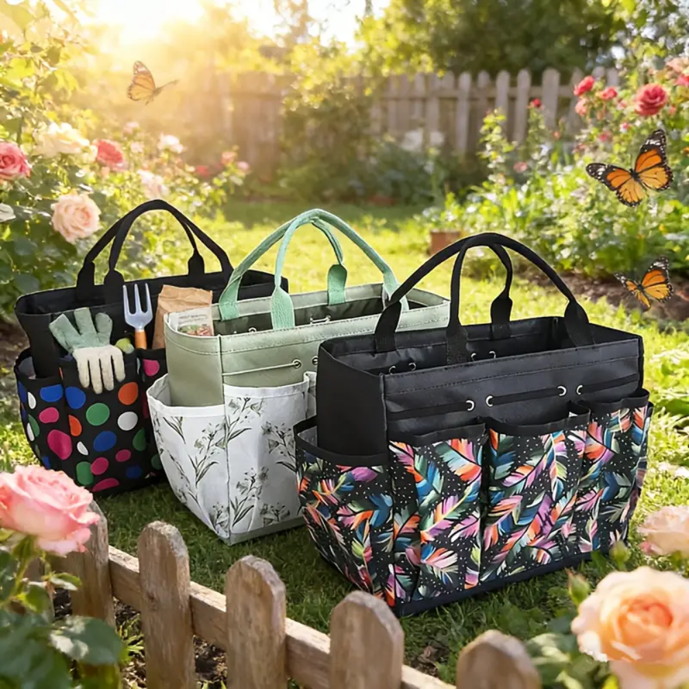 Organizer Tasche mit Fächern – Tragbare Aufbewahrungstasche für Gartenwerkzeug, Haushalt, Büro & Picknick