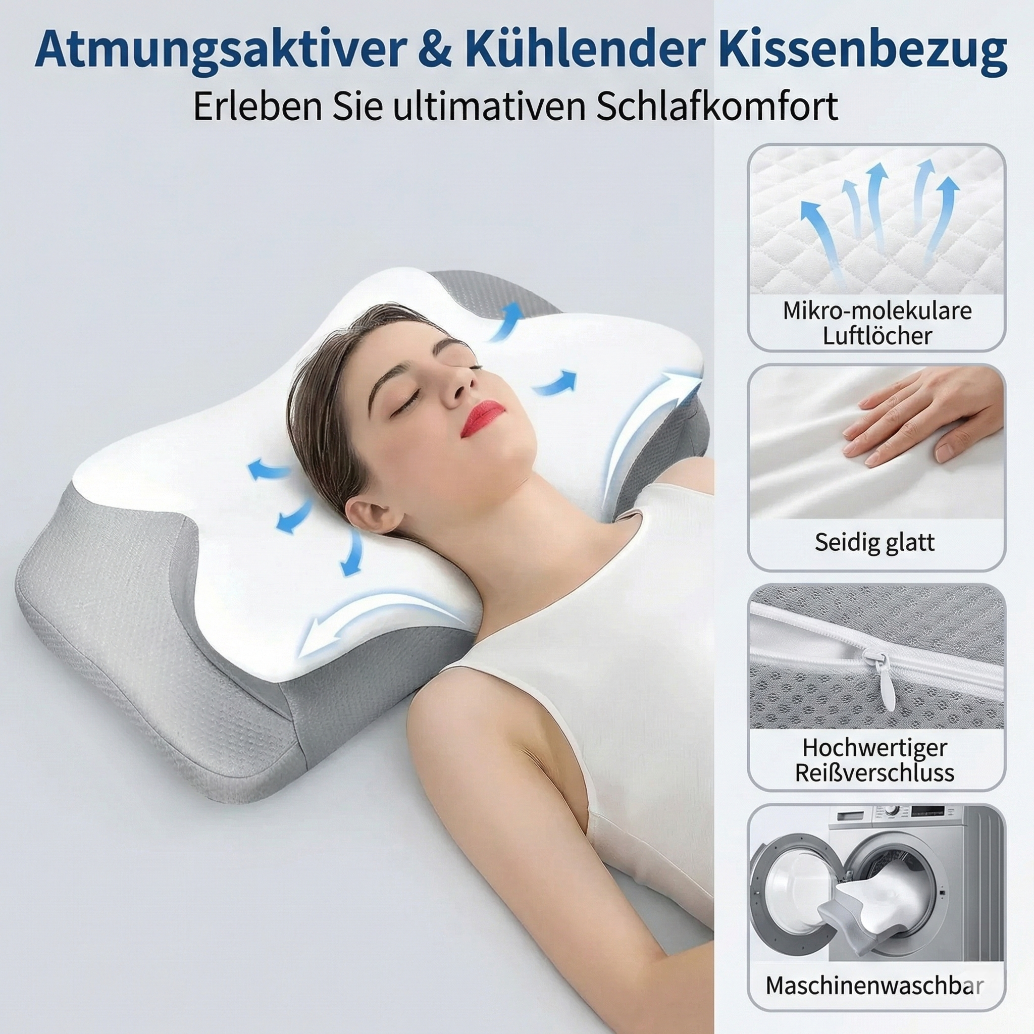 Orthopädisches Nackenstützkissen 6-Zonen – Ergonomisches Stern-Kissen mit Armablage – Memory Foam gegen Nackenschmerzen