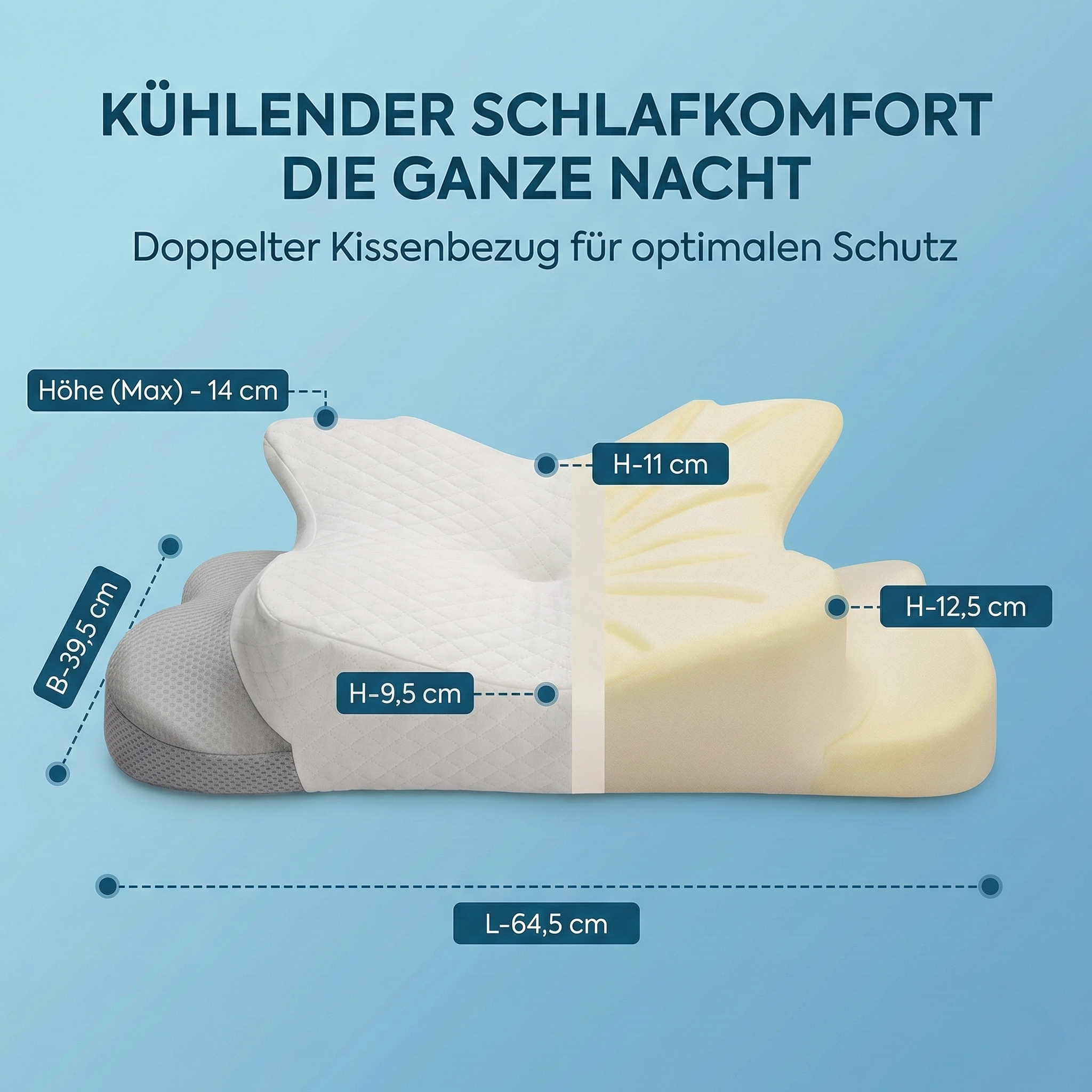 Orthopädisches Nackenstützkissen 6-Zonen – Ergonomisches Stern-Kissen mit Armablage – Memory Foam gegen Nackenschmerzen