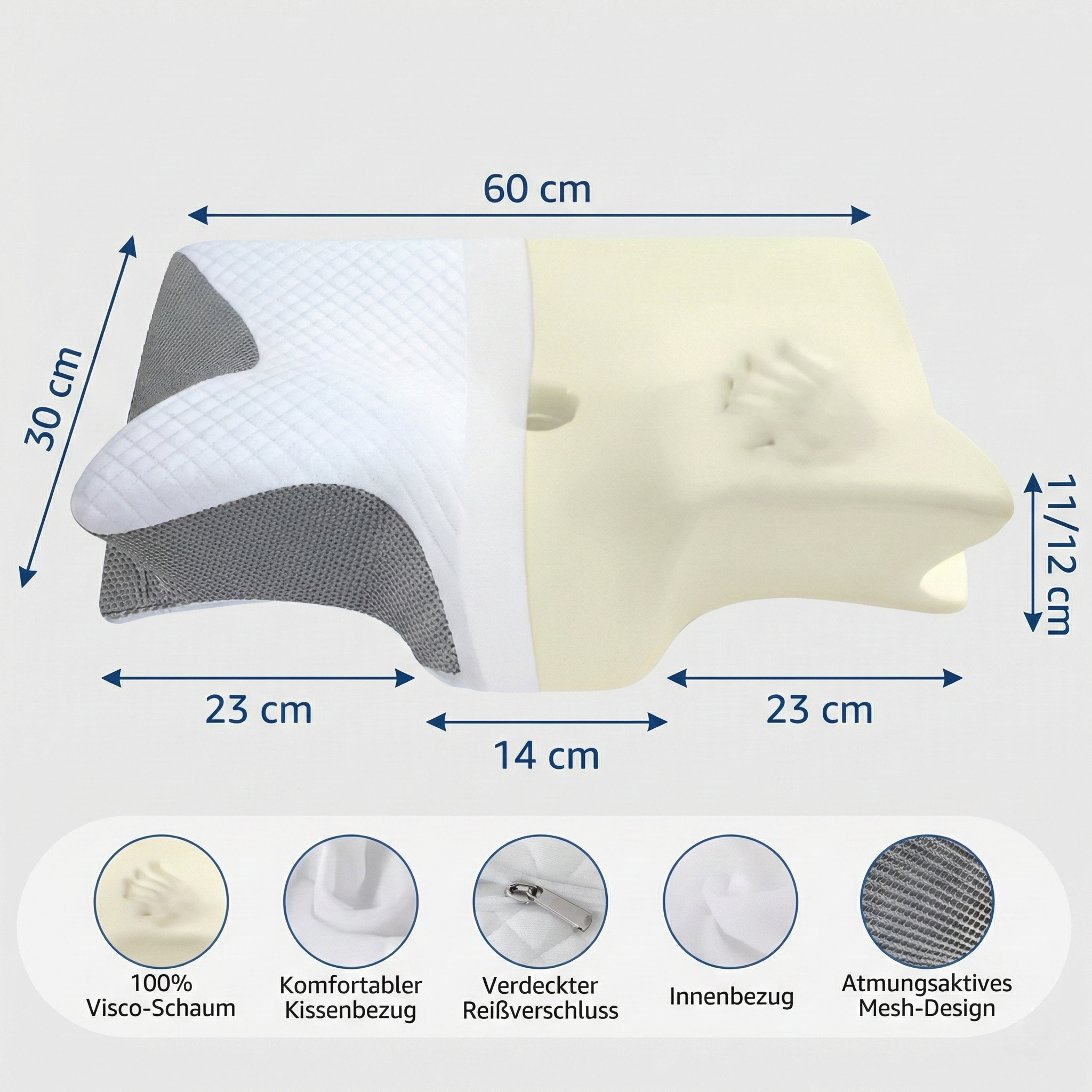 Orthopädisches HWS Nackenstützkissen – Butterfly Design mit Armablage – Memory Foam gegen Nackenschmerzen (60x35cm)