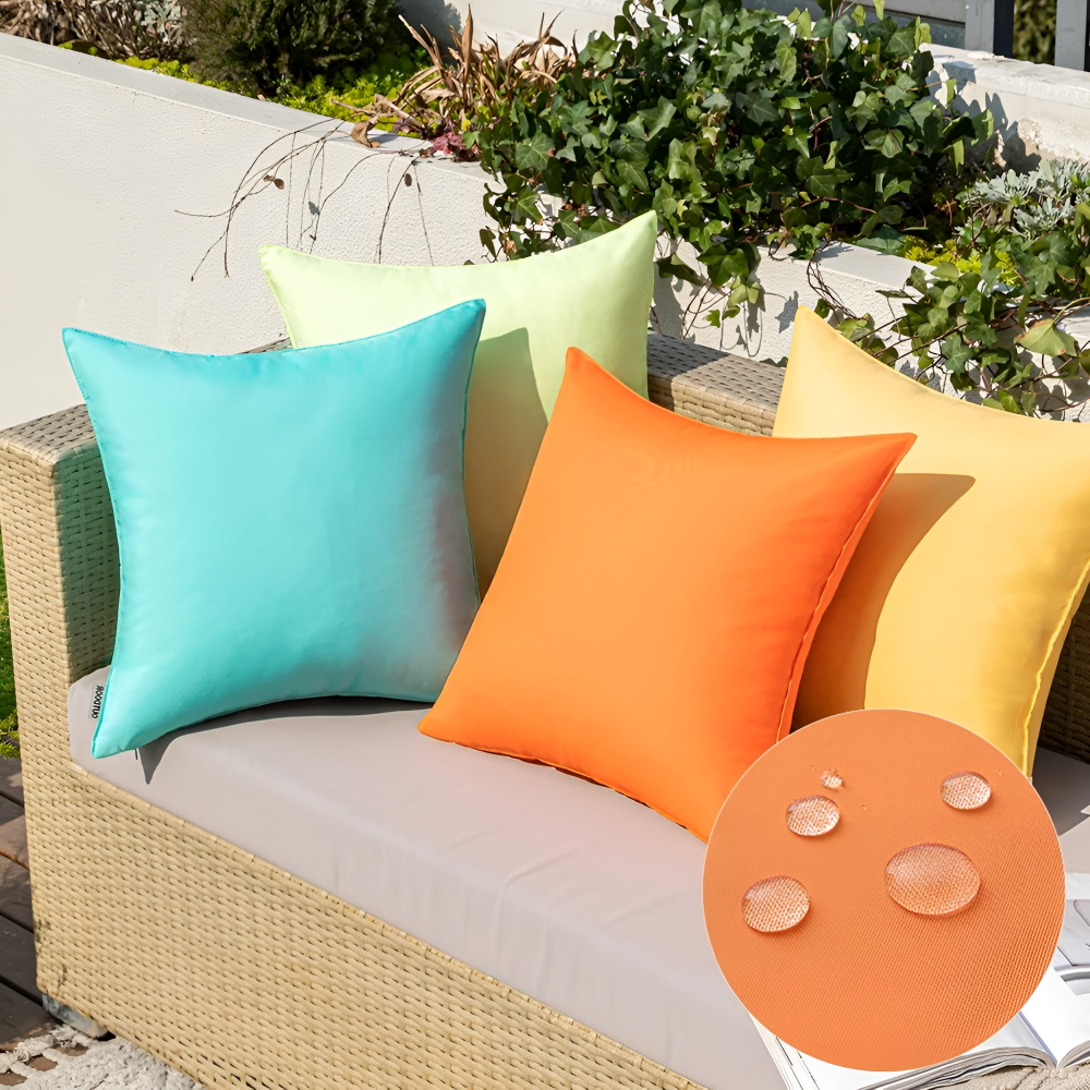 Outdoor Kissenhülle 45x45 cm Wetterfest – Rustikales Leinen-Optik Kissen Natur für Garten & Terrasse – Wasserabweisend