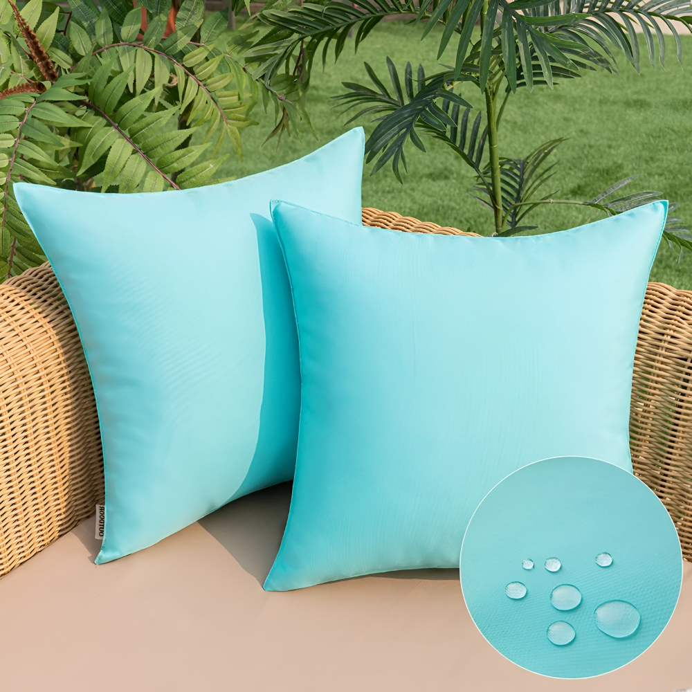 Outdoor Kissenhülle 45x45 cm Wetterfest – Rustikales Leinen-Optik Kissen Natur für Garten & Terrasse – Wasserabweisend