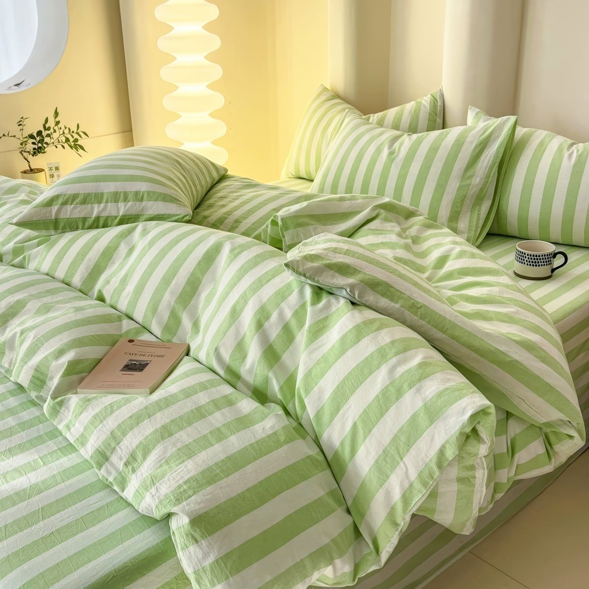 Pastell Gestreiftes Bettwäsche Set - Weiche Baumwollmischung für Stilvolles Schlafzimmer 5