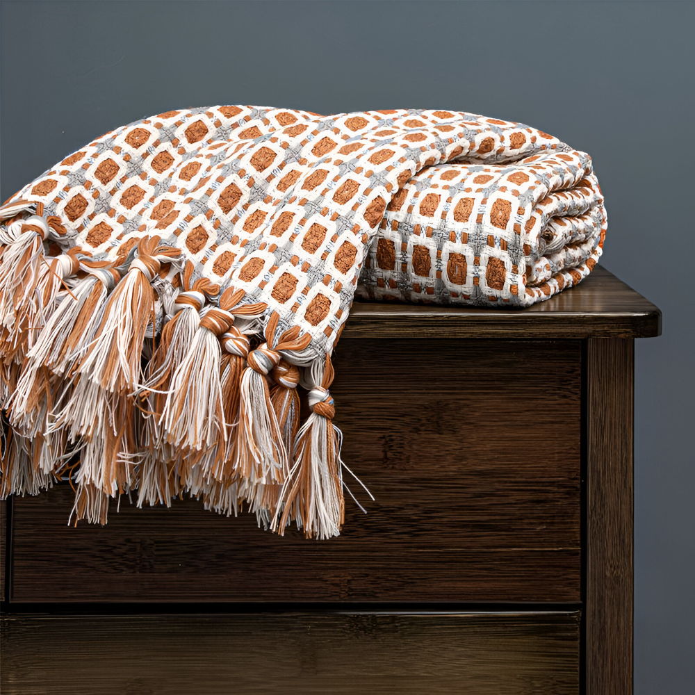 PeaKnit Plaid - Mehrzweck Decke - Lebendige Polyester Fleece Blanket mit Quaste