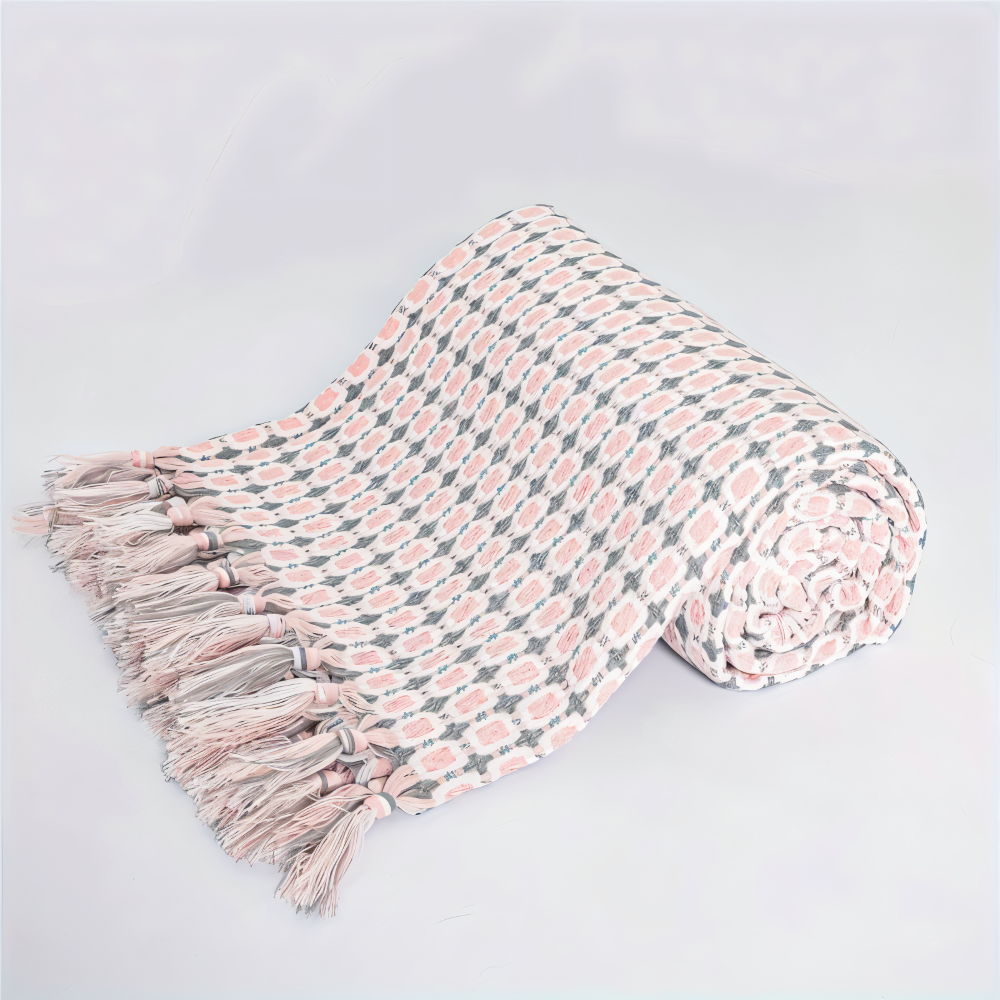 PeaKnit Plaid - Mehrzweck Decke - Lebendige Polyester Fleece Blanket mit Quaste