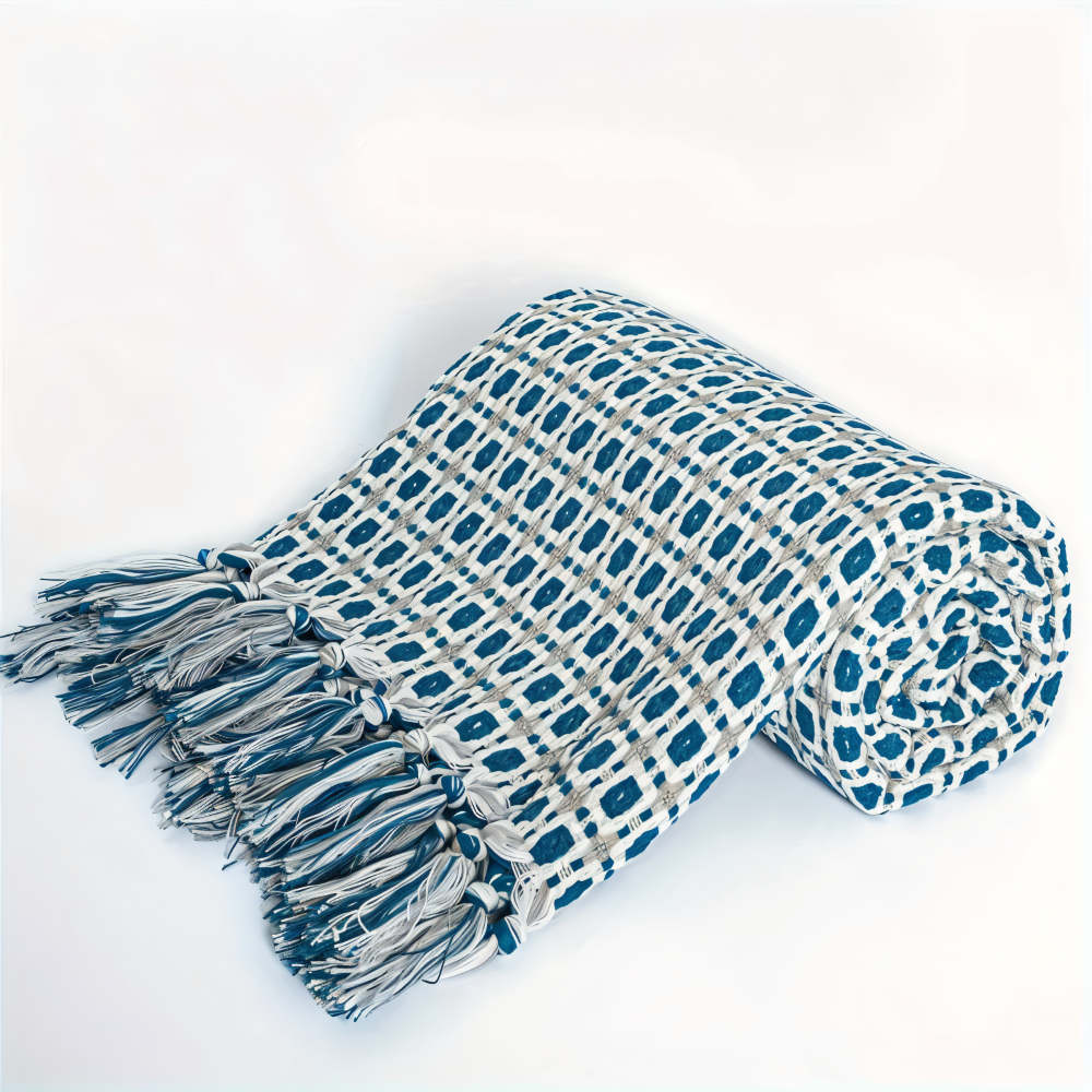 PeaKnit Plaid - Mehrzweck Decke - Lebendige Polyester Fleece Blanket mit Quaste