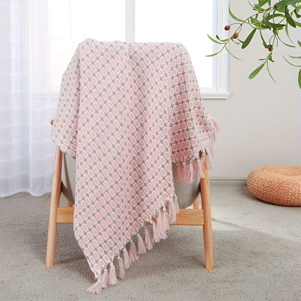 PeaKnit Plaid - Mehrzweck Decke - Lebendige Polyester Fleece Blanket mit Quaste