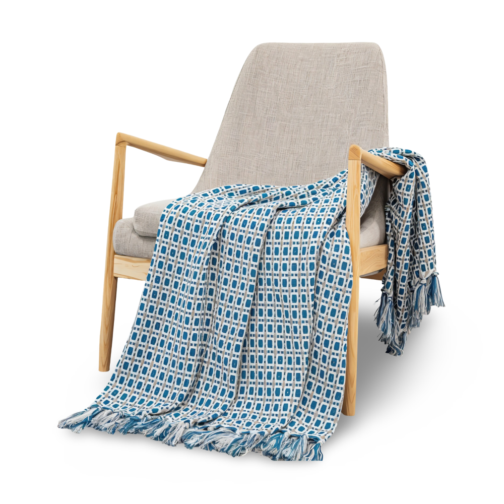 PeaKnit Plaid - Mehrzweck Decke - Lebendige Polyester Fleece Blanket mit Quaste
