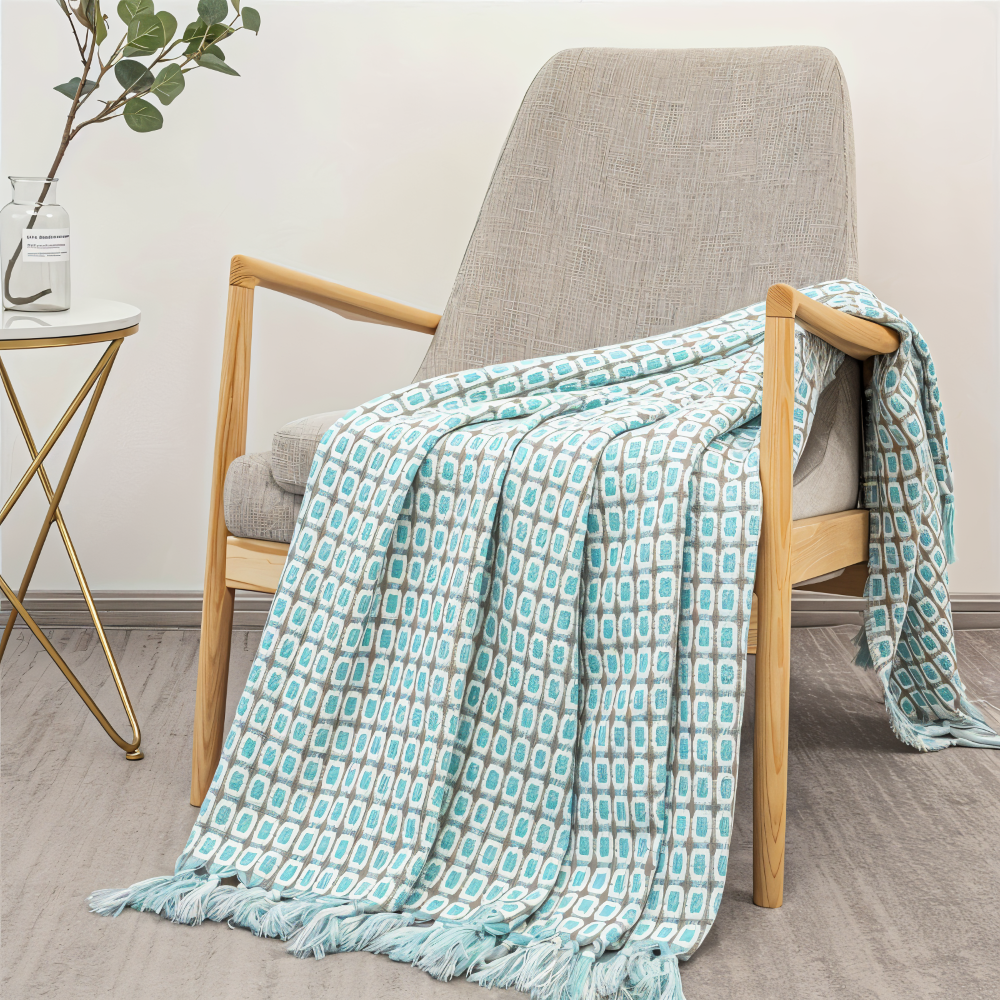 PeaKnit Plaid - Mehrzweck Decke - Lebendige Polyester Fleece Blanket mit Quaste