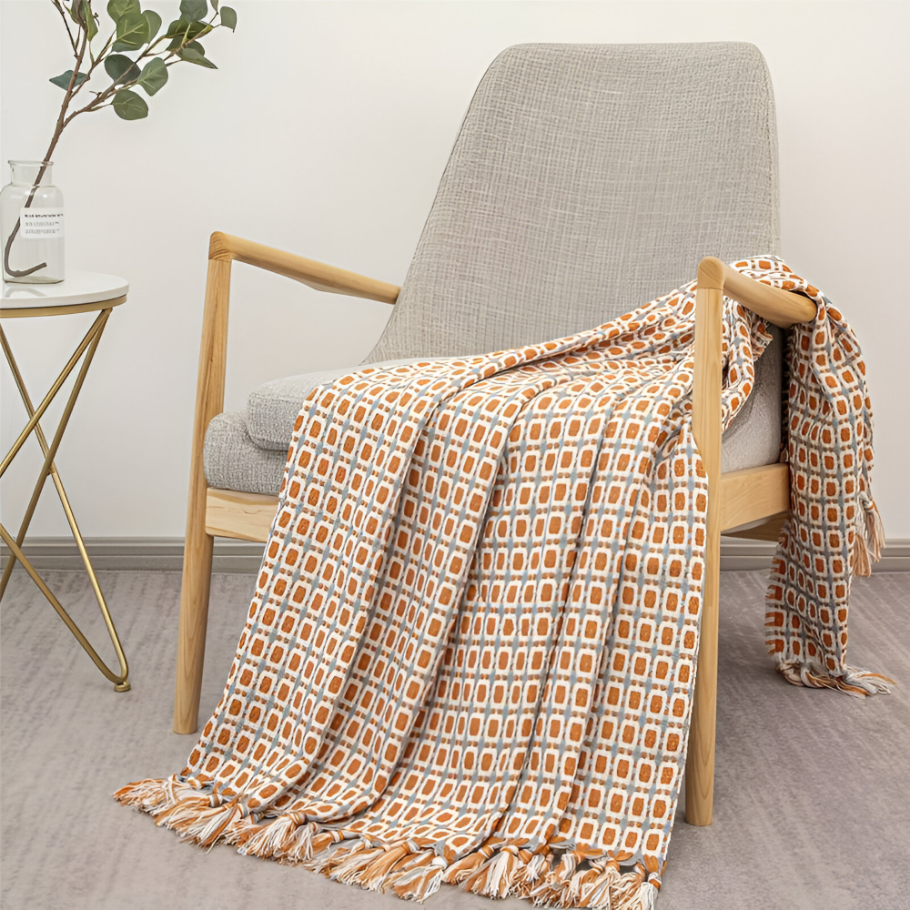 PeaKnit Plaid - Mehrzweck Decke - Lebendige Polyester Fleece Blanket mit Quaste