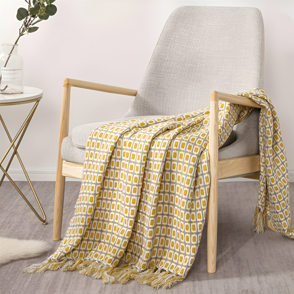 PeaKnit Plaid - Mehrzweck Decke - Lebendige Polyester Fleece Blanket mit Quaste