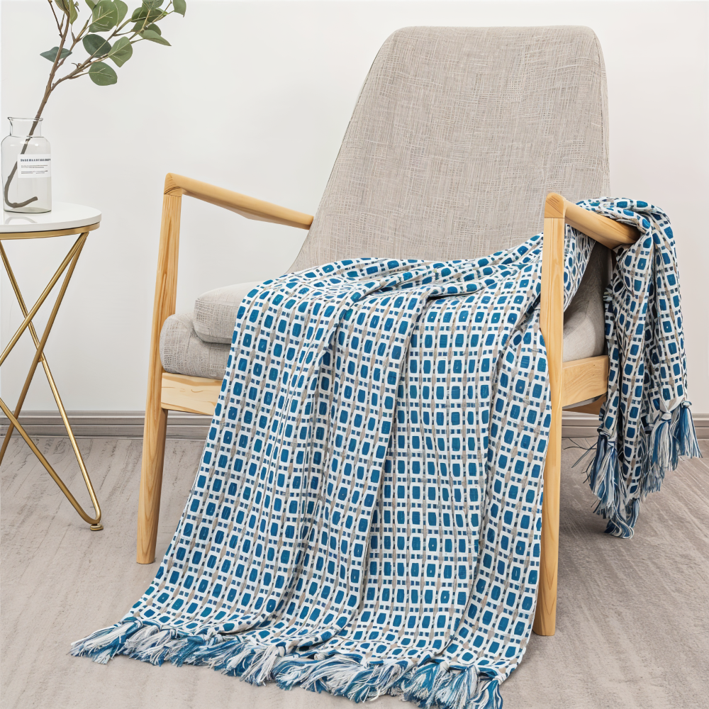PeaKnit Plaid - Mehrzweck Decke - Lebendige Polyester Fleece Blanket mit Quaste