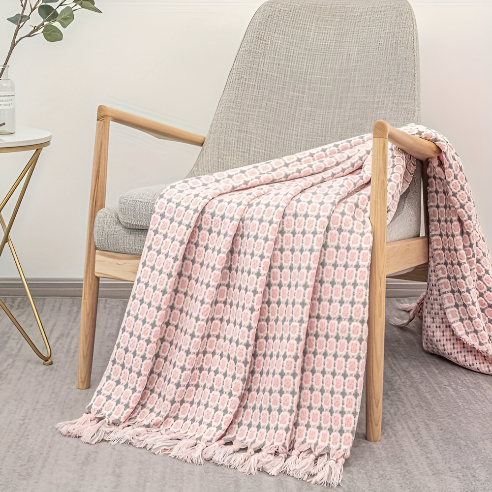 PeaKnit Plaid - Mehrzweck Decke - Lebendige Polyester Fleece Blanket mit Quaste