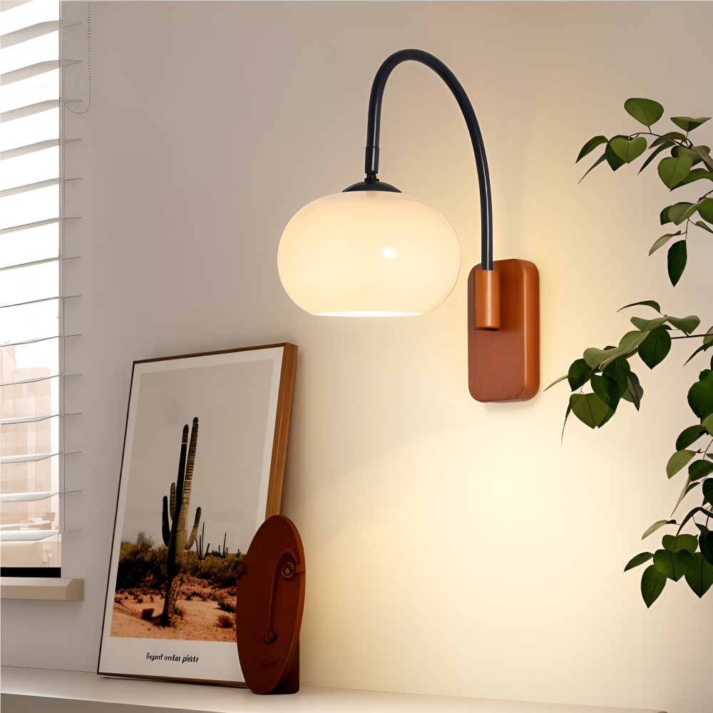Persi Wandleuchte - Persimmon Glas Wandleuchte - Bauhaus Wandleuchte Design - Schlafzimmer Wandleuchten LED