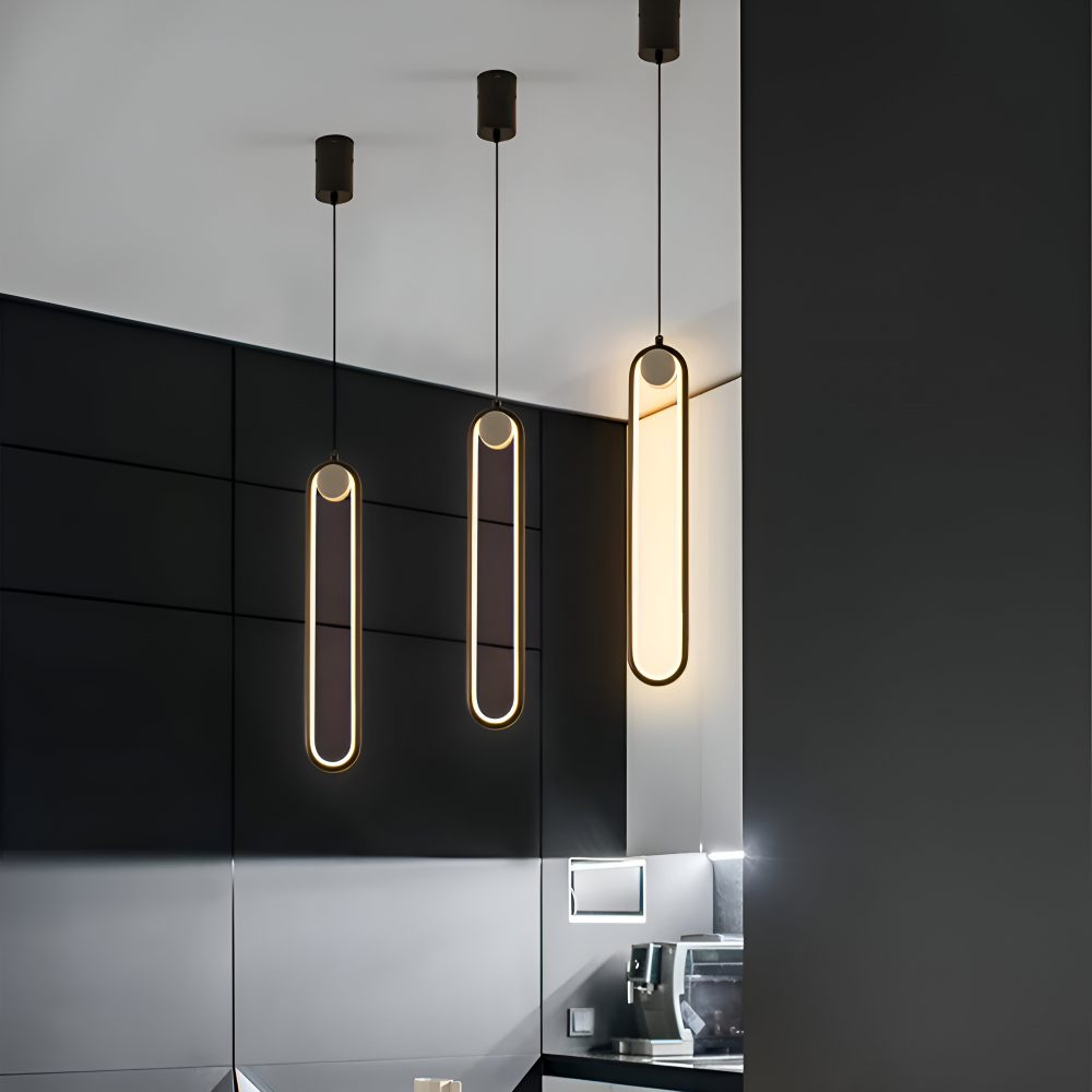 PinOval Pendelleuchte - Schwarzes Aluminium, Längliche LED Hängelampe