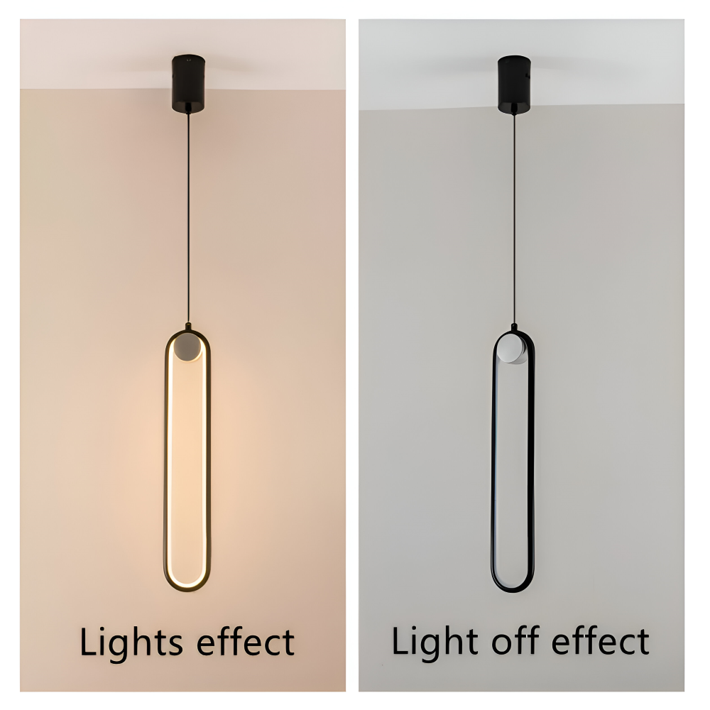 PinOval Pendelleuchte - Schwarzes Aluminium, Längliche LED Hängelampe