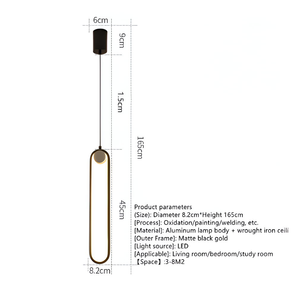 PinOval Pendelleuchte - Schwarzes Aluminium, Längliche LED Hängelampe