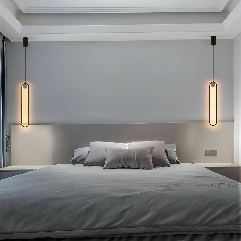 PinOval Pendelleuchte - Schwarzes Aluminium, Längliche LED Hängelampe