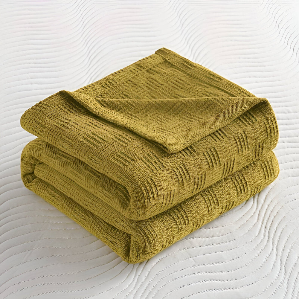 PlainPlush Plaid - Atmungsaktive Baumwolle Gestrickt Fleece Blanket für Stilvollen Komfort