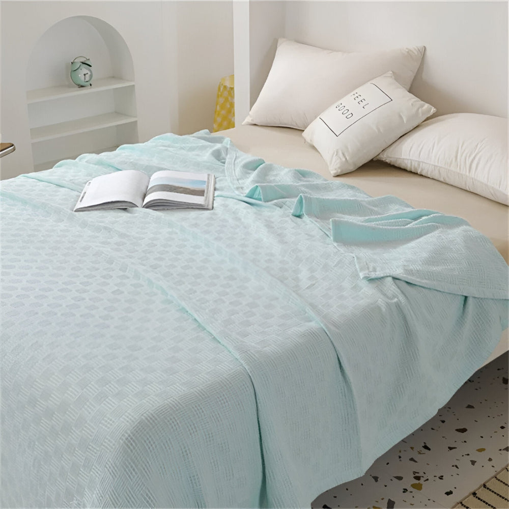 PlainPlush Plaid - Atmungsaktive Baumwolle Gestrickt Fleece Blanket für Stilvollen Komfort