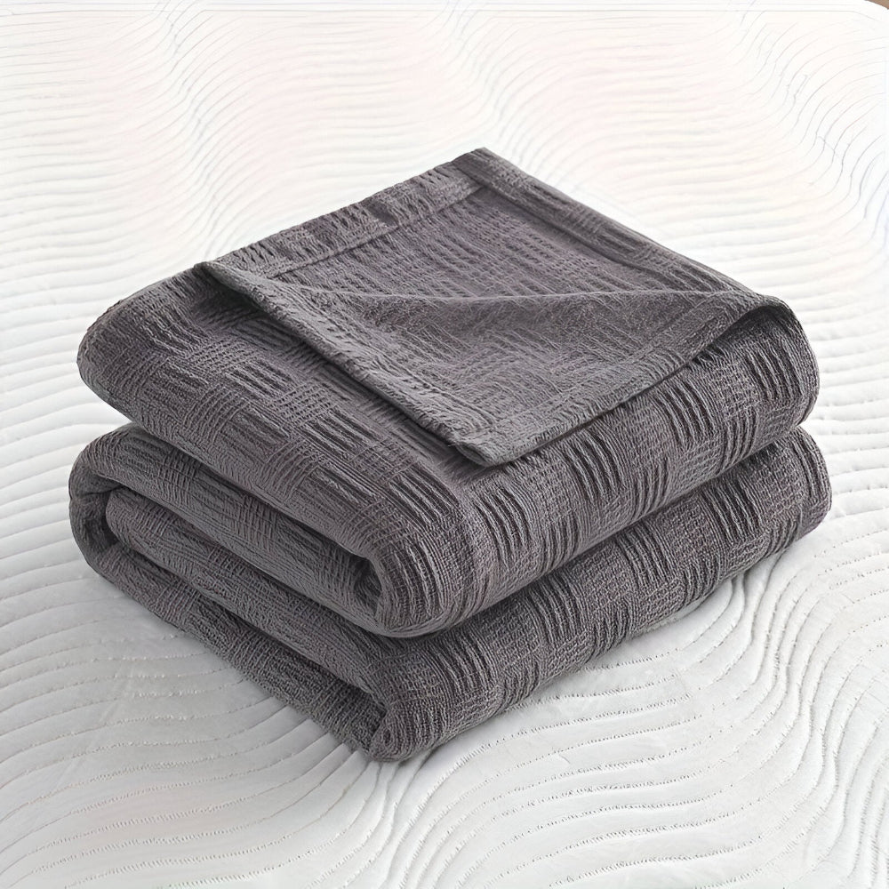 PlainPlush Plaid - Atmungsaktive Baumwolle Gestrickt Fleece Blanket für Stilvollen Komfort