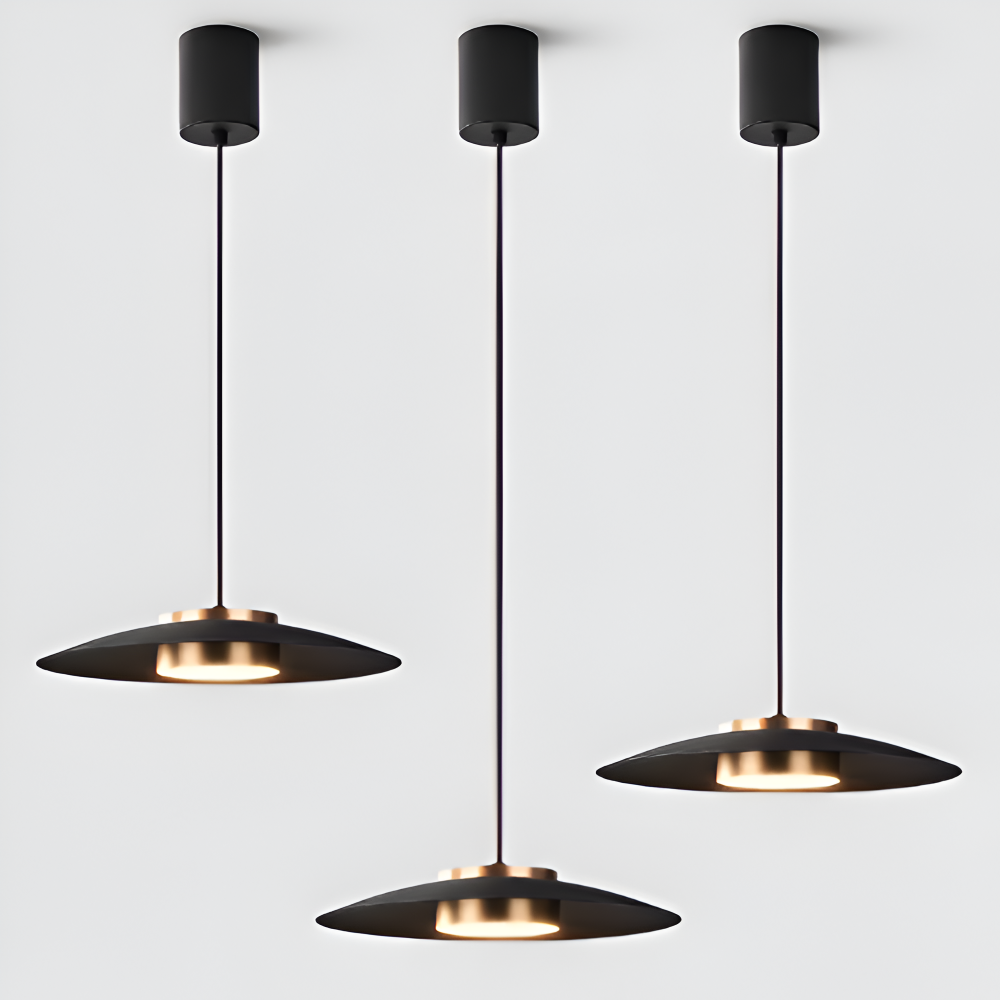PlateLux Hängelampe - Nordische Pendelleuchte - Schwarzes Industrielicht Pendant