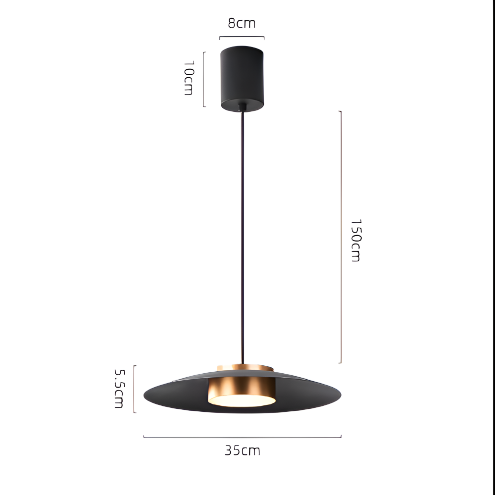 PlateLux Hängelampe - Nordische Pendelleuchte - Schwarzes Industrielicht Pendant