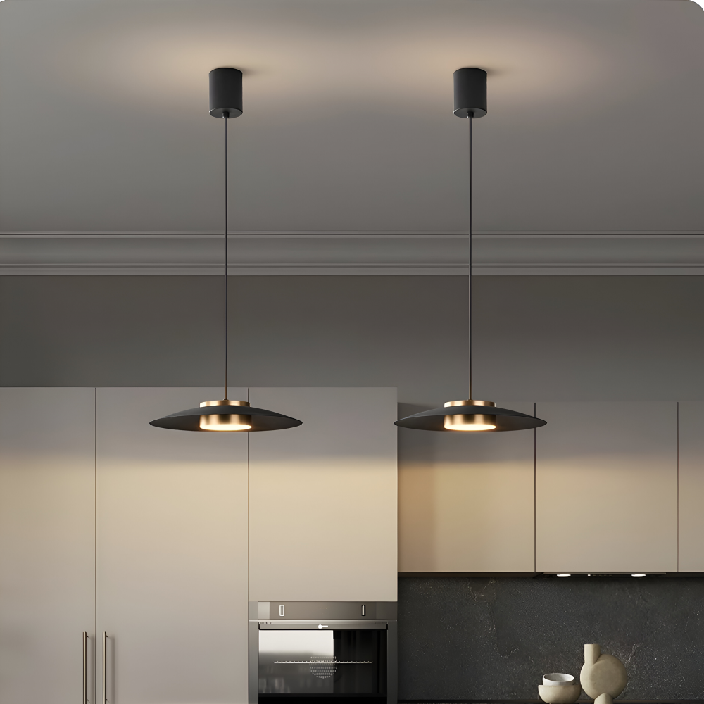 PlateLux Hängelampe - Nordische Pendelleuchte - Schwarzes Industrielicht Pendant