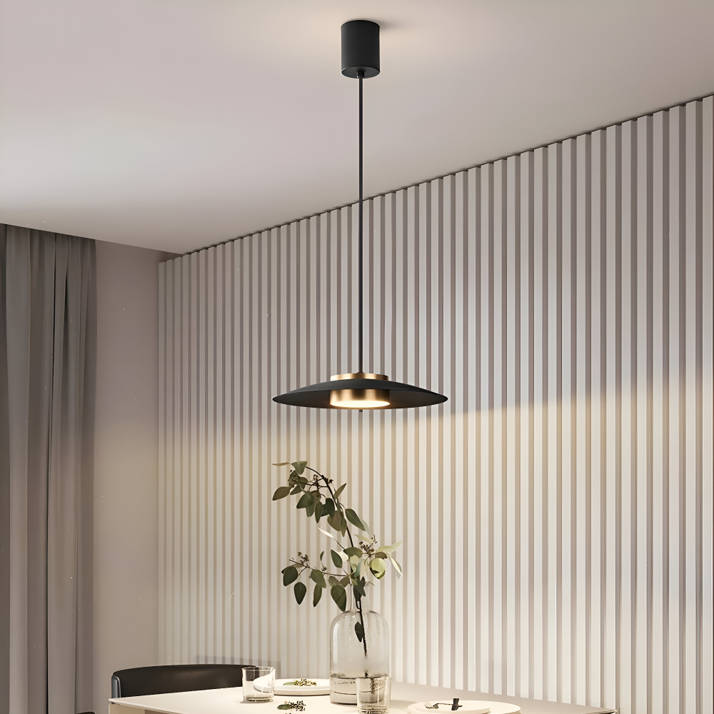 PlateLux Hängelampe - Nordische Pendelleuchte - Schwarzes Industrielicht Pendant