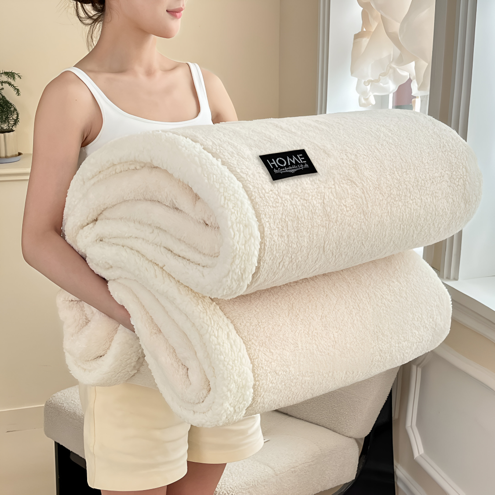 Plüsch Doppel Schicht Faux Schafsfell Kusheldecke - Weiche und Warme Grau & Weiße Streifen Decke