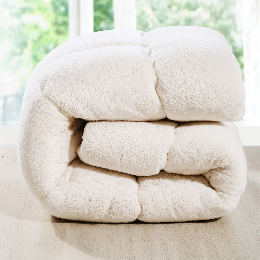 PlushFluff Bettbezug - Weiche dicke Winter Wolle Stoff Bettdecke