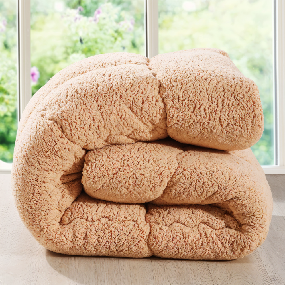 PlushFluff Bettbezug - Weiche dicke Winter Wolle Stoff Bettdecke